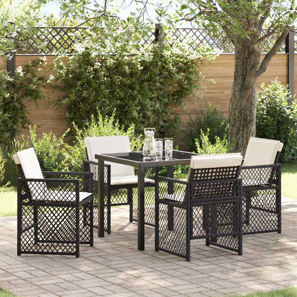 vidaXL Garden Dining Set 5 pcs Beige poly rattan