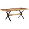 vidaXL Dining Table Natural wood Rough mango wood, powder-coated steel