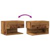 vidaXL Wall-mounted Bedside Cabinet Set of 2 Old wood Engineered wood