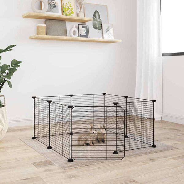 vidaXL Pet Cage Black Powder-Coated Steel 13.8x13.8 in Panels