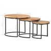 vidaXL Nesting Table Set of 3 Brown Solid acacia wood, iron