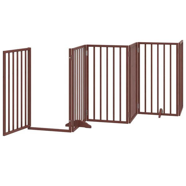 vidaXL Dog Gate Set of 6 Brown Poplar Wood 118.1 in total length