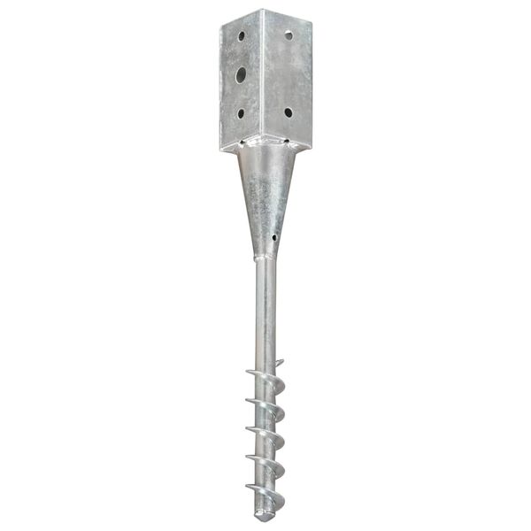 vidaXL Ground Spikes 2 pcs Silver 3.9x3.9x22.4" Galvanised Steel