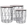 vidaXL Coffee Table Set of 3 Black Metal Medium Stackable