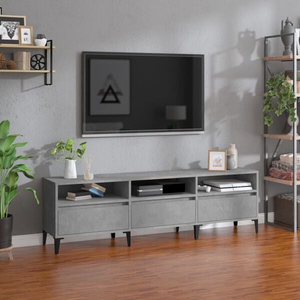 vidaXL TV Cabinet Concrete Grey Engineered Wood, Metal