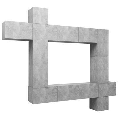 vidaXL 9 Piece TV Stand Set Concrete Gray Engineered Wood
