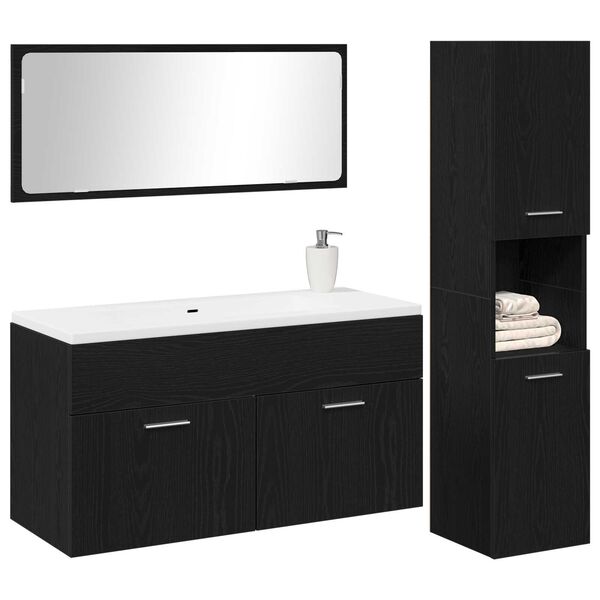 vidaXL Bathroom Furniture Set 3 pcs Black Oak 23.6" x 15.2" x 18.1