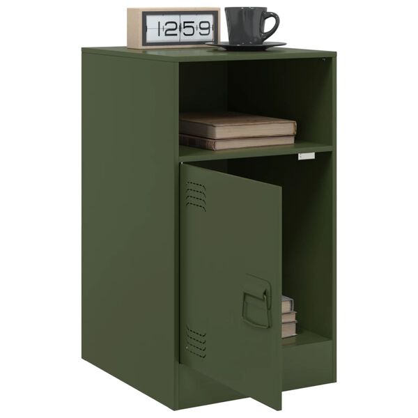 vidaXL Bedside Cabinet Set of 2 Olive Green Cold-rolled steel Standard