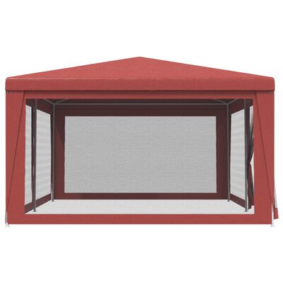 vidaXL Party Tent with 6 Mesh Sidewalls Red 19.7'x13.1' HDPE