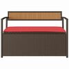 vidaXL Patio Storage Bench with Cushion Brown Poly Rattan