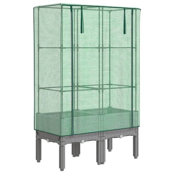 vidaXL Raised Bed Light grey Polypropylene 31.5x15.7x55.1 in