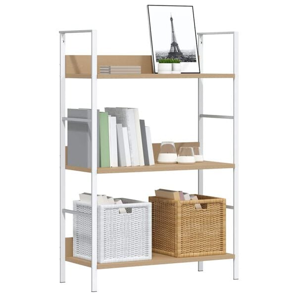 vidaXL Shelf Cabinet Oak and White Engineered wood Medium Storage