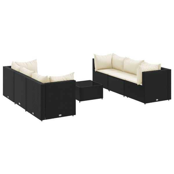 vidaXL Patio Lounge Set Set of 6 Black and Cream White