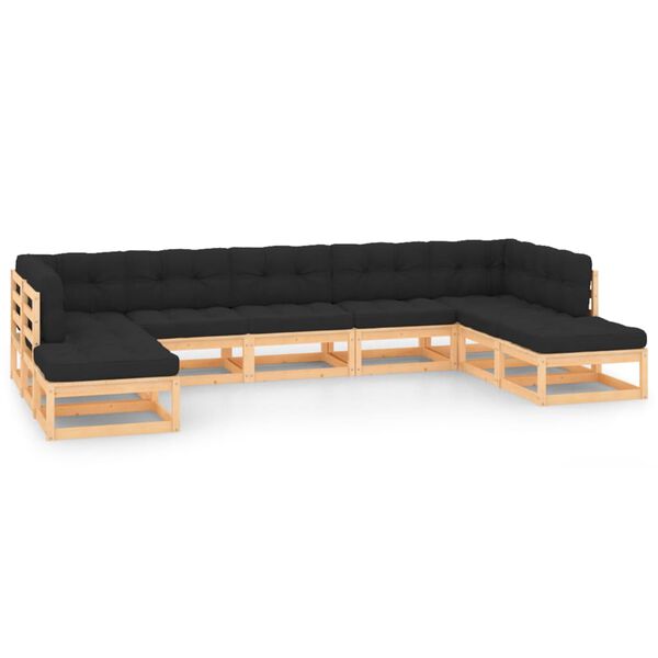 vidaXL Garden Lounge Set Anthracite, natural wood
