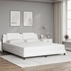 vidaXL Bed Frame White Faux leather, metal, solid pine wood, plywood