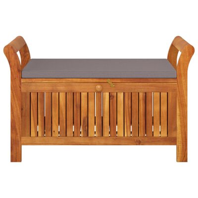 vidaXL Patio Storage Bench with Cushion 35.8" Solid Wood Acacia