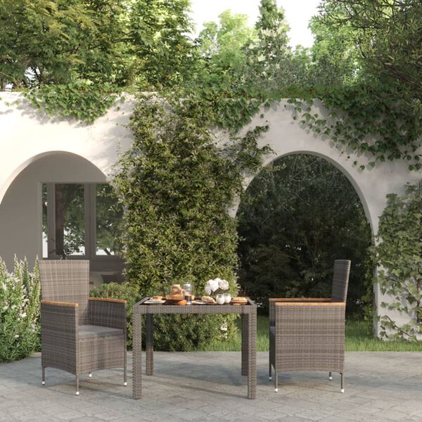 vidaXL Outdoor Dining Set Black and Grey