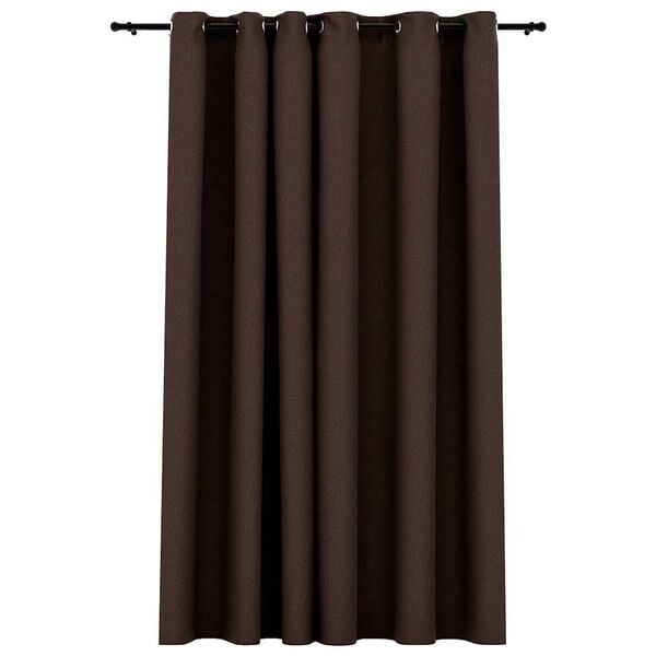 vidaXL Linen-Look Blackout Curtain with Grommets Taupe 290x96.5 "