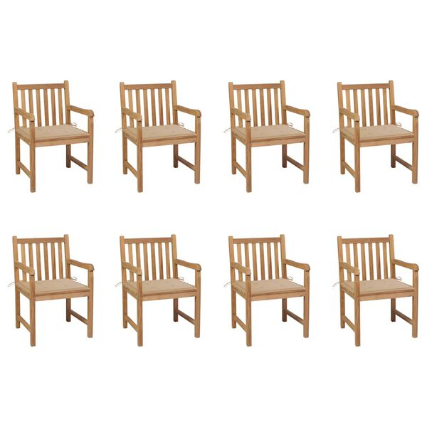 vidaXL Patio Chair Set of 8 Beige and Teak
