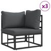 vidaXL Garden Sofa Set with Cushion Black Aluminium