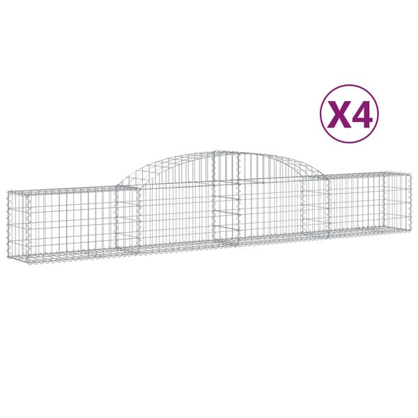 vidaXL Gabion Basket Set of 4 Silver Galvanized steel Large Durable
