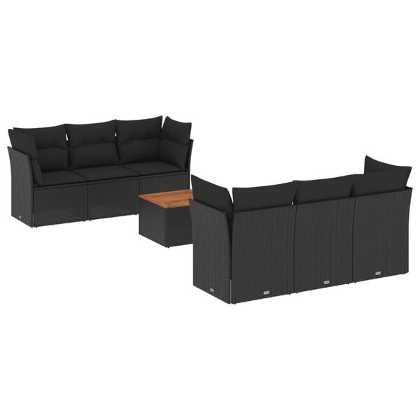 vidaXL Garden Sofa Set Black and Brown