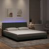 vidaXL Bed Frame with LED without Mattress "Hanko" Light Gray 72"x83.9"Velvet