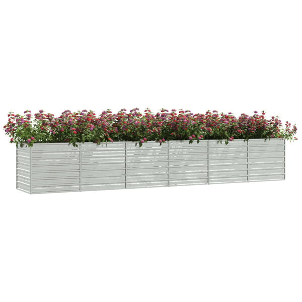 vidaXL Garden Raised Bed Silver Galvanized Steel Extra Long