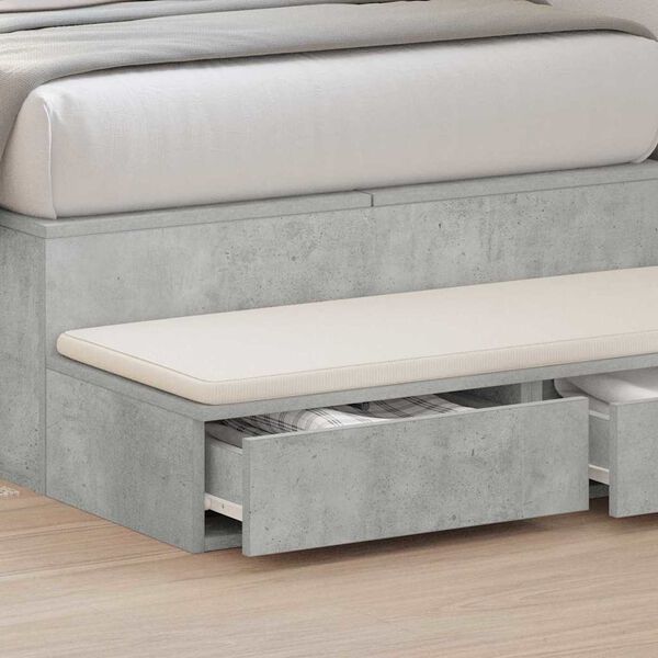 vidaXL Bed Drawers with Drawer Concrete Grey 35.43 x 14.37 x 6.50 in