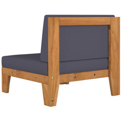 vidaXL Sectional Corner Sofa and Dark Gray Cushions Solid Acacia Wood