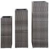 vidaXL Garden Raised Beds 3 pcs Poly Rattan Gray