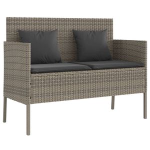 vidaXL Garden Bench Grey PE Rattan 44.5 in x 24.0 in x 34.3 in Storage