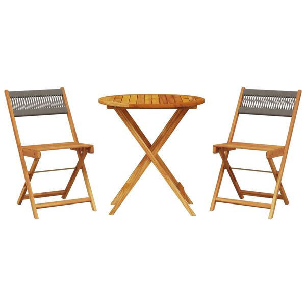 vidaXL Bistro Set Gray Solid acacia wood and polypropylene Medium