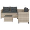 vidaXL Patio Sofa with Table and Cushions L-Shaped Light Grey Poly Rattan
