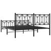 vidaXL Metal Bed Frame without Mattress with Footboard Black 63"x78.7"