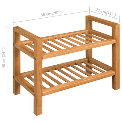 vidaXL Shoe Rack with 2 Shelves Solid Oak Wood 19.7"x10.6"x15.7"