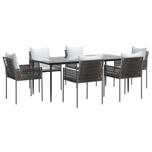 vidaXL Garden Dining Set Brown, Black, Cream White