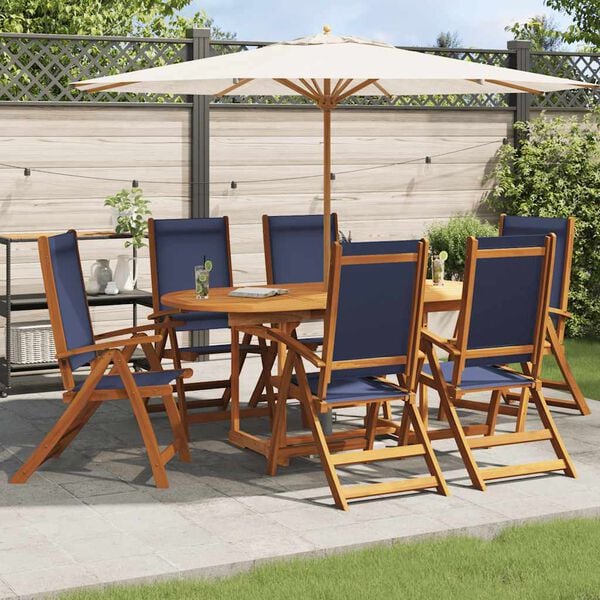vidaXL Folding Garden Chair Set of 6 Blue