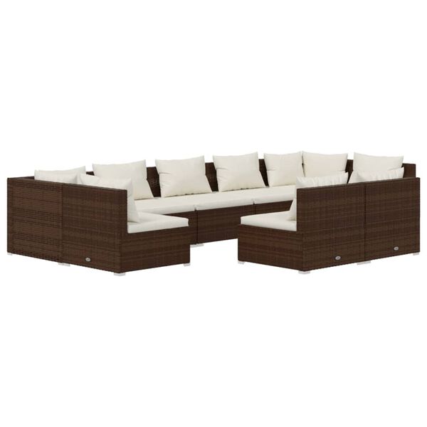 vidaXL Garden Lounge Set Brown and Cream
