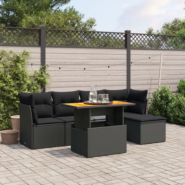 vidaXL Garden Sofa Set Black