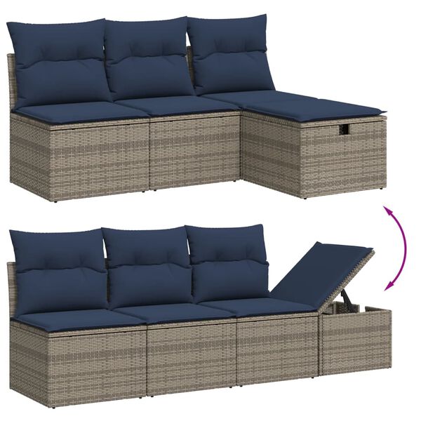 vidaXL 8 Piece Patio Sofa Set with Cushions Gray Poly Rattan