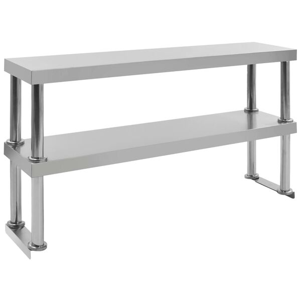 vidaXL 2-Tier Work Table Overshelf 47.2"x11.8"x25.6" Stainless Steel