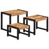 vidaXL Side Table Set of 3 Wood and black