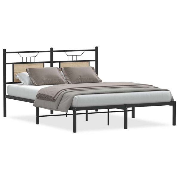 vidaXL Bed Frame Sonoma Oak Engineered wood, Steel Full Bed Frame