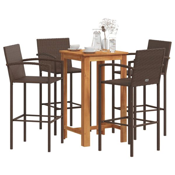vidaXL Garden Bar Set Brown Solid acacia wood Compact Footrest
