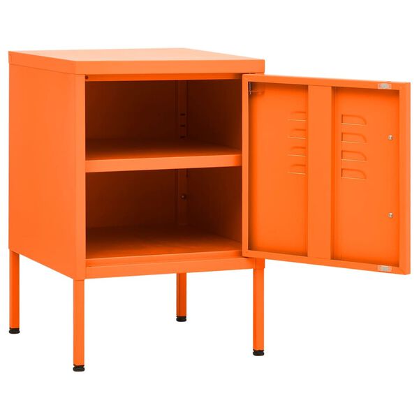 vidaXL Nightstand Orange Steel 13.8 in x 13.8 in x 20.1 in
