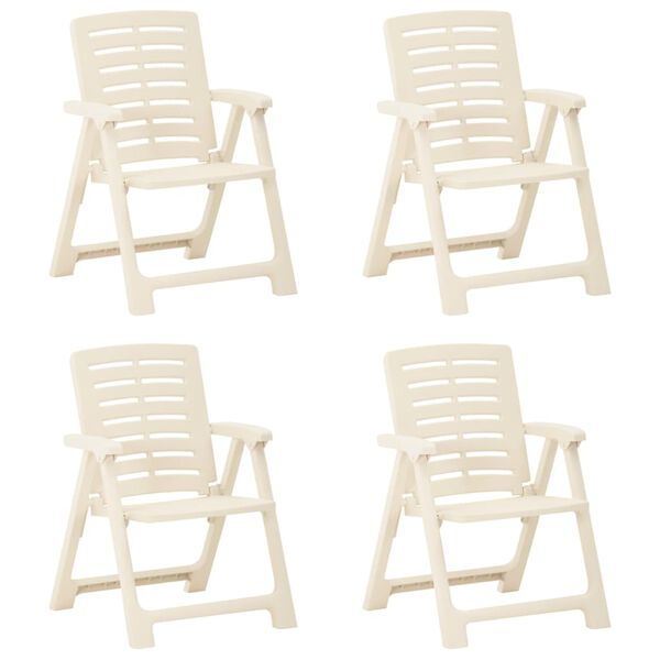 vidaXL Garden Chair Set of 4 White Plastic Foldable Garden Chair