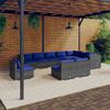 vidaXL Garden Lounge Set Gray with Dark Blue Cushions