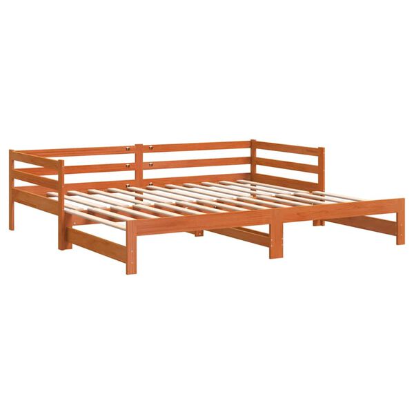 vidaXL Daybed With Trundles Wax Brown Solid Pine Wood 31.5x79 in