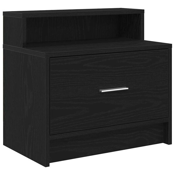 vidaXL Bedside Cabinet Black Oak Engineered wood 20.1x12.2x18.5 in